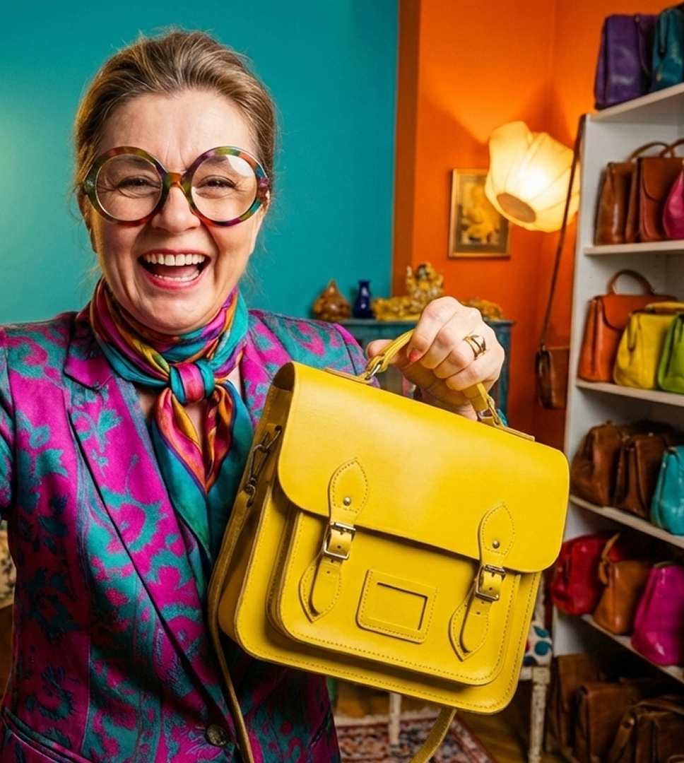 Kerry, a Treet power seller, holding a bright yellow bag